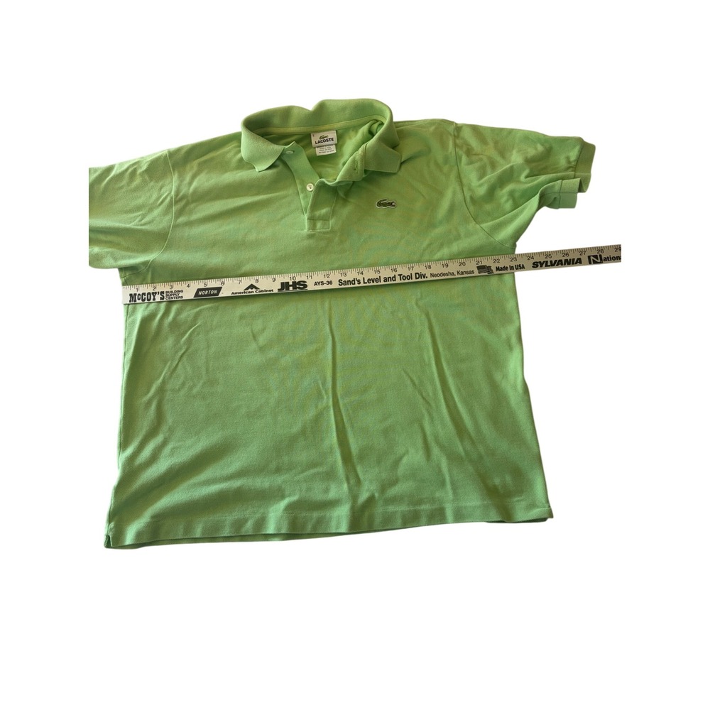 Lacoste Vintage Mens Short‎ Sleeve Pique Cotton Polo Shirt Lime Green Size 6 XL